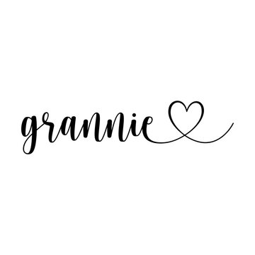 Grannie script heart svg cut file. Isolated vector illustration.