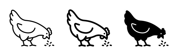 Chicken Icons Set, Farm Bird Graphics, Poultry Vector Art, Simple Hen Illustrations for Agriculture and Food Themes © Rupali