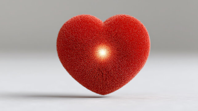 A vibrant red heart symbolizing love and passion, perfect for romantic themes and emotional expressions in various contexts.