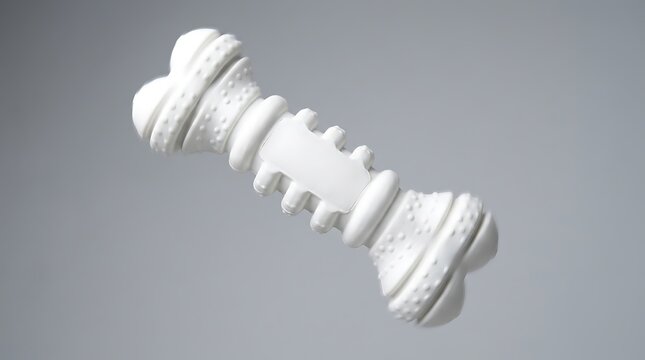 Isolated white rubber dog bone chew toy with textured surface for dental health and pet entertainment mockup