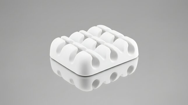 Isolated white silicone cable organizer with five slots for desk cord management tidy office wire routing solutions