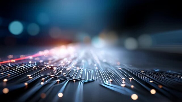 Abstract image of a circuit board with illuminated connections.