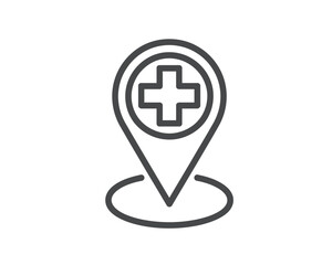 Fototapeta premium Hospital Location Pin Icon Line Art