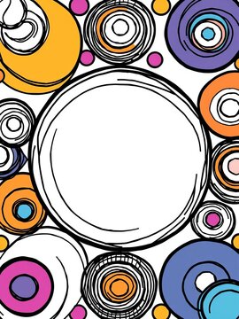 Abstract circle doodle pattern with varying thicknesses, shape, background