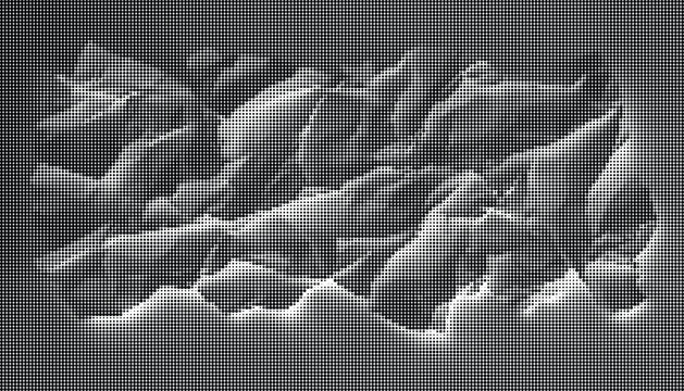 Gray 3D rendered landscape with rugged terrain and rocky formations