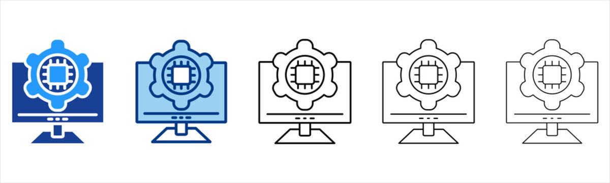 Operational System  Icon In Different Color And Outline Style 