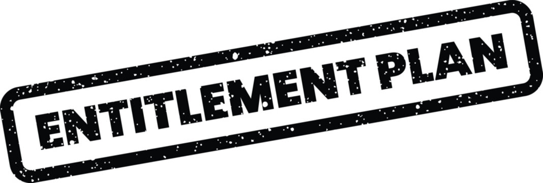 Textured rubber stamp featuring the term ENTITLEMENT PLAN for outlining structured programs