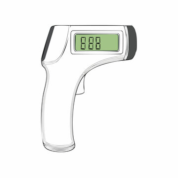Digital infrared thermometer for measuring body temperature on a white background