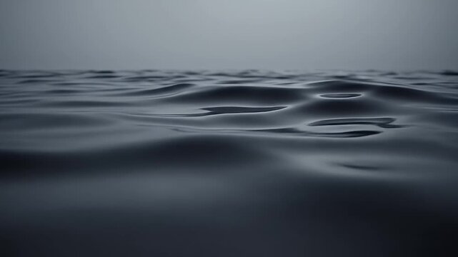 This close-up view captures the undulating surface of dark water, exhibiting rhythmic patterns that evoke a sense of calmness.