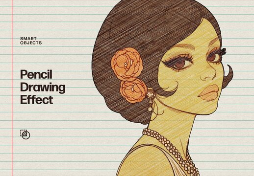 Pencil Drawing Photo Effect &ndash; Sketch for Album Cover & Social Media (PSD)