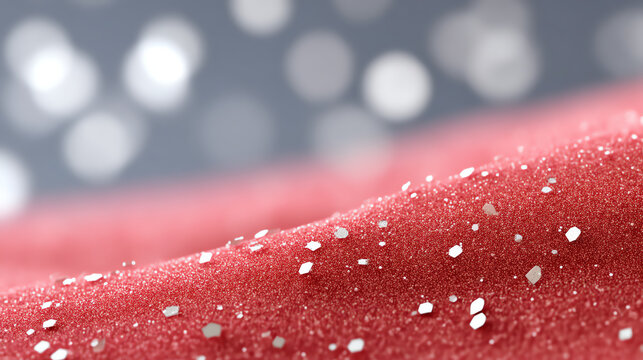 A close-up view of red fabric with shimmering sequins, creating an elegant and festive atmosphere perfect for celebrations.