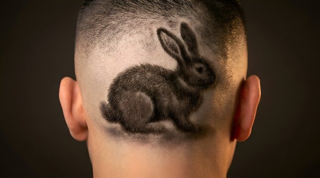 Hair art design of rabbit on back of head