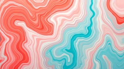 Obraz premium Coral Teal Fluid Marble Abstract Art Background