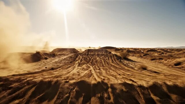 Golden desert dunes sunrise silhouette timelapse sand