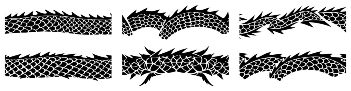 Dragon scale pattern borders in reptilian snake skin texture style
