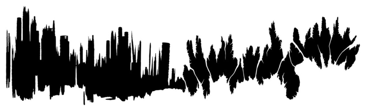 Jagged irregular silhouettes forming a sharp abstract border in minimalist style