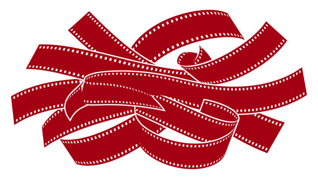 Red film strip coil with photography photograph celluloid