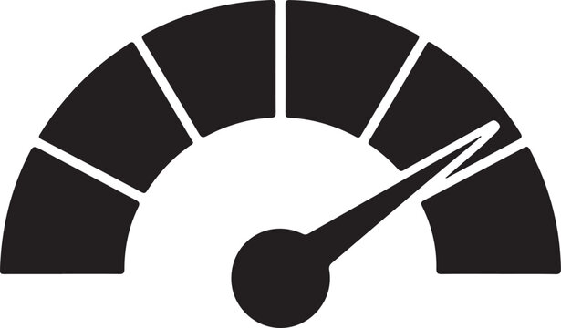 Speedometer icon in flat style isolated on grey background