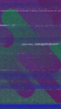 Vertical video: Glitching forcing green blobs and purple bands shifting, showing signal noise