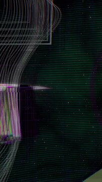 Vertical video: beam sweeping left making white column pulsing, glitch flashing to signal data flow