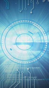 Vertical video: Central flare expanding, circular HUD pulsing, rotating, scanning for activation