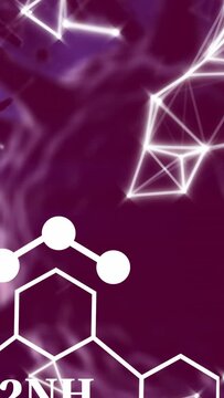 Vertical video: Hexagon chem icon showing 2NH3 after mesh pulse while cell sliding in to show bond