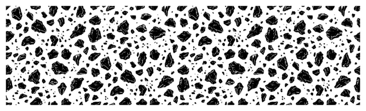 Scattered stone fragments and rocky debris in textured organic style