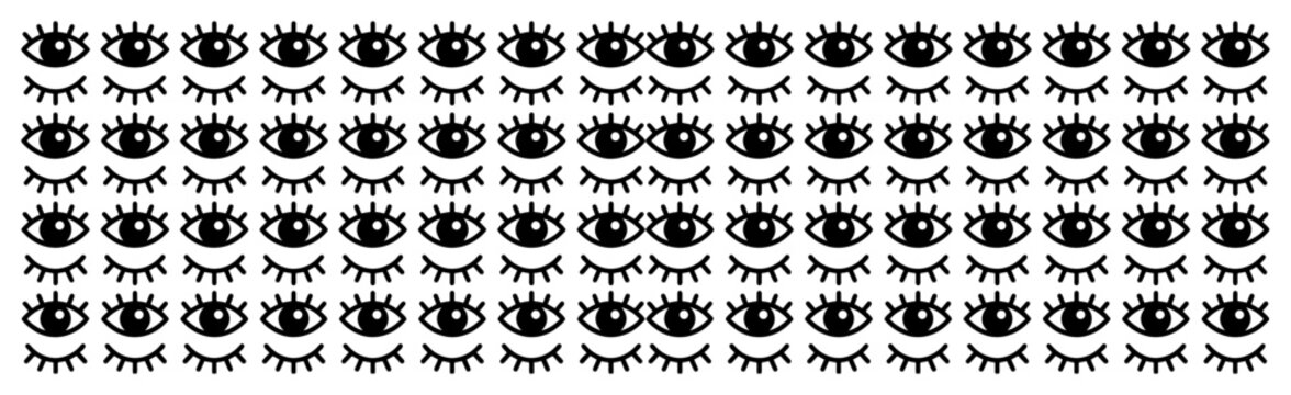Eye pattern with open and closed winking eyes in quirky doodle style