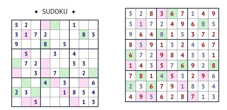Sudoku puzzle grid showing completed and incomplete solutions  