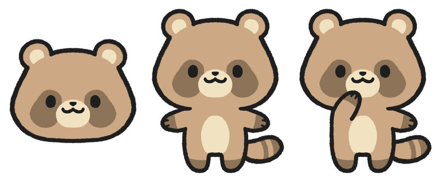 かわいいタヌキのイラストセット
