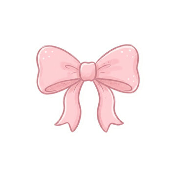 Pink ribbon bow with white polka dots
