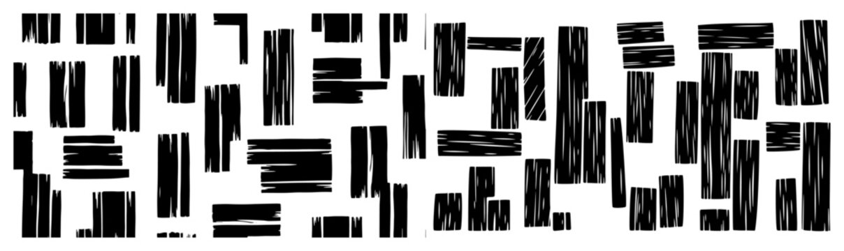 Geometric rectangular blocks with hand drawn hatching texture in abstract minimalist style