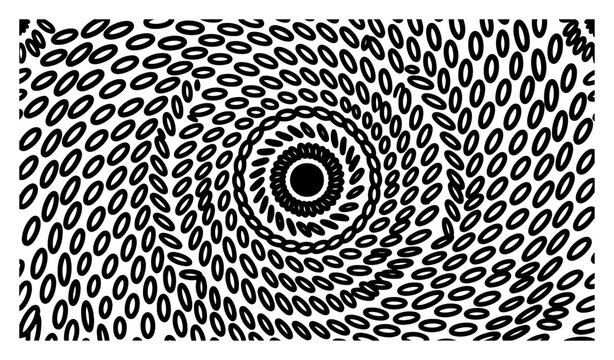 Abstract vortex pattern with oval shapes in circular hypnotic style