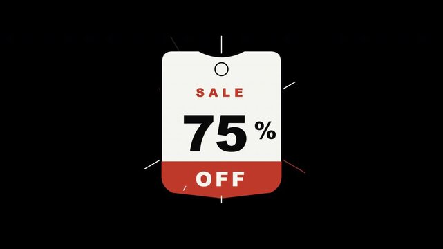Perfect for retail promotions, this bold white price tag with a 75 discount in red and black is ideal for marketing.