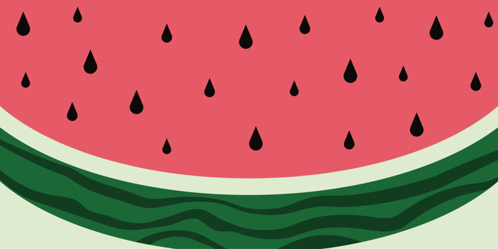 watermelon background, watermelon slice with striped rind and seeds