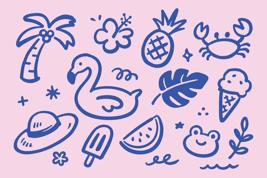 Summer Vacation Doodle Sketch Vector Illustration