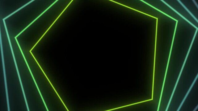 Abstract Neon Pentagon Geometric Pattern Animation Background.