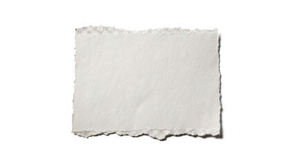 Obraz premium Blank white handmade paper piece deckle edge card isolated on transparent background