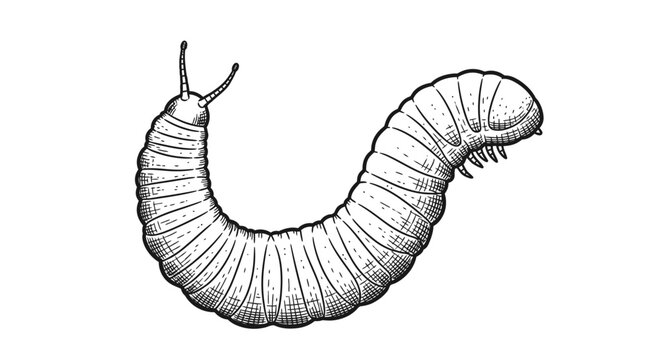 Caterpillar larva vintage engraving illustration on white background