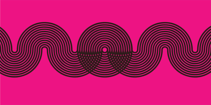Black Concentric Wavy Line Ornament Pattern.