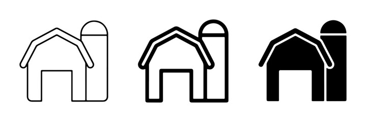 Farm Barn and Silo Icons, Agricultural Building Symbols, Rural Structure Graphics, Countryside Elements, Livestock Farming Icons © Abdullah
