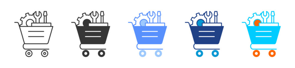 Obraz premium Spare Parts icon set multiple style collection 