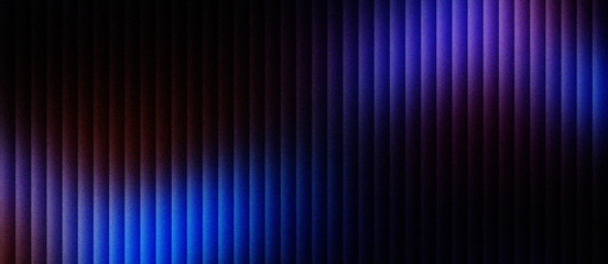 Futuristic neon blue and purple vertical lines background, abstract dark glowing stripe pattern with cinematic lighting, modern digital technology texture for web banners and presentations. © VEXLO