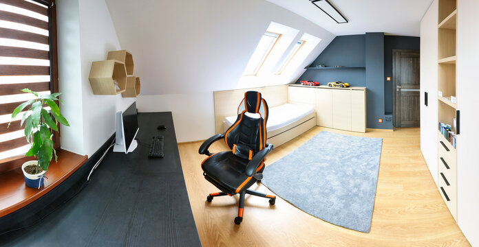 Modern children boy room - panorama