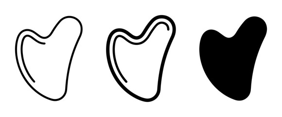 Gua Sha Stone Icons, Facial Massage Tool Vector Set, Beauty Therapy Silhouette Collection © Mahmudul