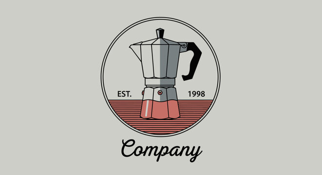 Coffee-making equipment illustration with establishment date and company name