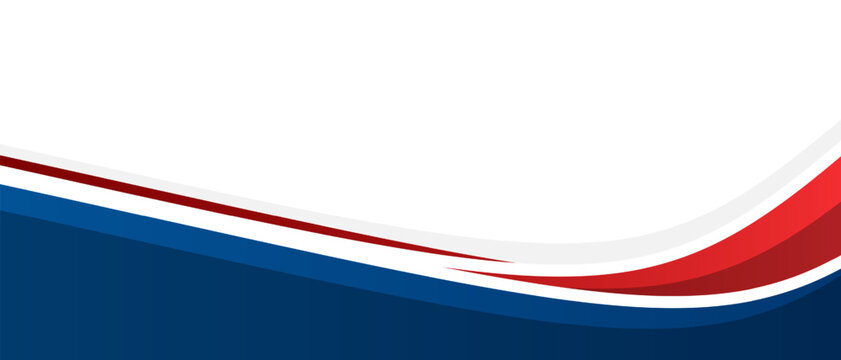 Modern red and blue wave design. Abstract curve stripe shape on white background. Minimal banner template for corporate business presentation.