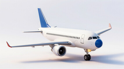 Fototapeta premium Commercial Airplane With Blue Tail and Nose