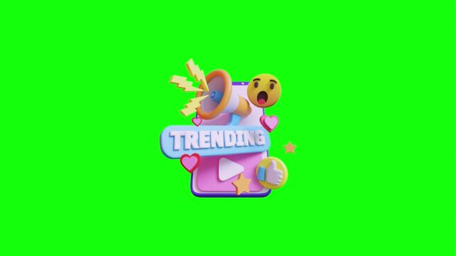 Collection of trending now social media motion graphics with icons on a green screen background