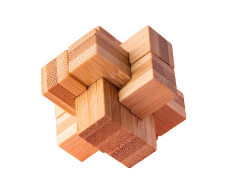 wooden toy puzzle blocks isolated on transparent background